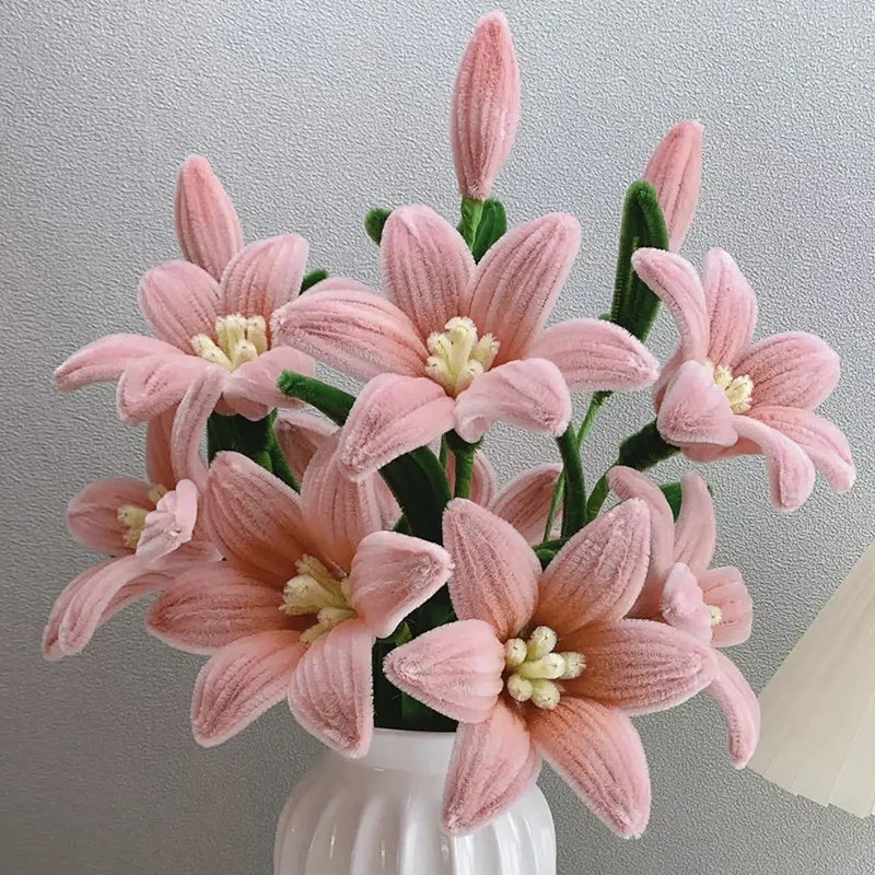 DIY Lily Flower Calla Chenille Stems Fluffy Wire Pipe Cleaners Twist Stick Children Educational Toys Creative Handcraft Material