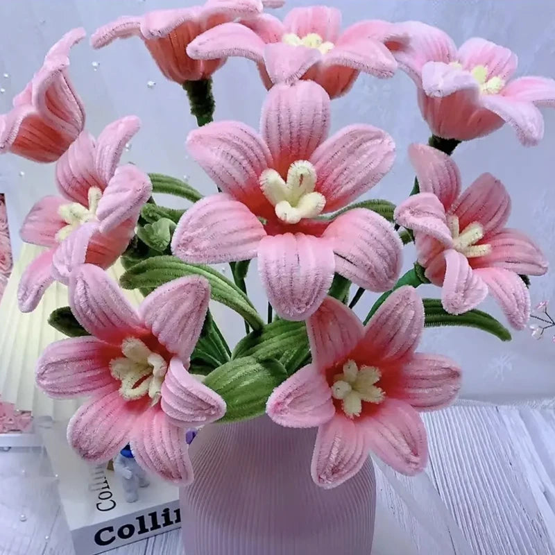 DIY Lily Flower Calla Chenille Stems Fluffy Wire Pipe Cleaners Twist Stick Children Educational Toys Creative Handcraft Material