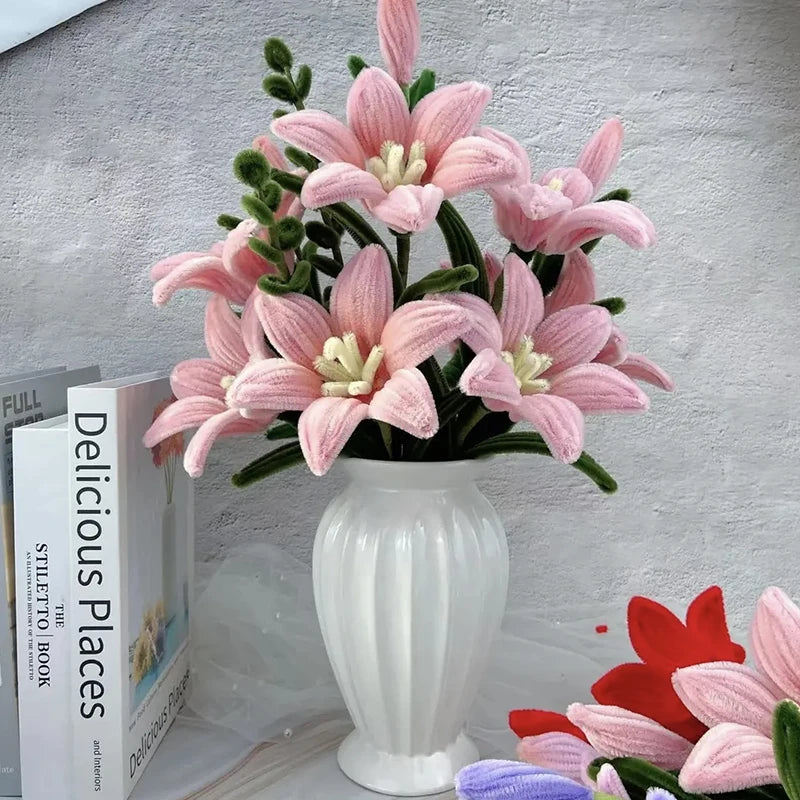 DIY Lily Flower Calla Chenille Stems Fluffy Wire Pipe Cleaners Twist Stick Children Educational Toys Creative Handcraft Material