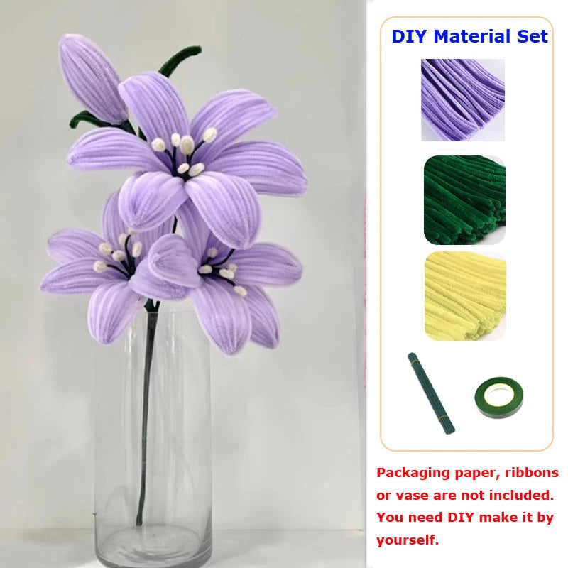 DIY Lily Flower Calla Chenille Stems Fluffy Wire Pipe Cleaners Twist Stick Children Educational Toys Creative Handcraft Material