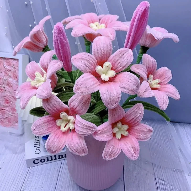 DIY Lily Flower Calla Chenille Stems Fluffy Wire Pipe Cleaners Twist Stick Children Educational Toys Creative Handcraft Material